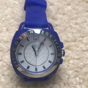 New! Coach Blue Boyfriend Rubber Strap Watch